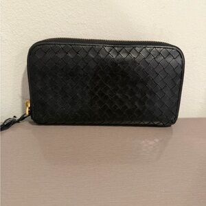 Bottega Veneta Black Woven Leather Wallet